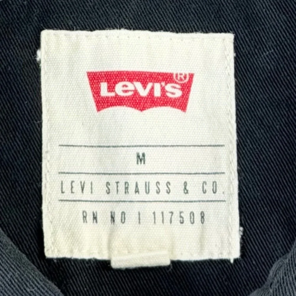 Levis Black Denim Shirt Men MEDIUM Cotton L/S Work Pockets Metal Buttons Vintage